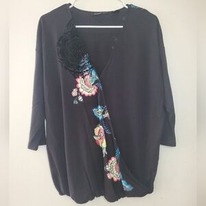 Womens Desigual Mandala Faux Wrap Top Size Large